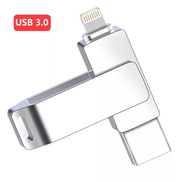 1TB 256GB USB 3.0 OTG Flash Drive Memory Stick Pen Rotate Disk For iPhone PC