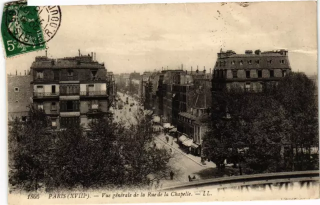 CPA AK PARIS 18e vue générale de la Rue de la Chapelle (539564)