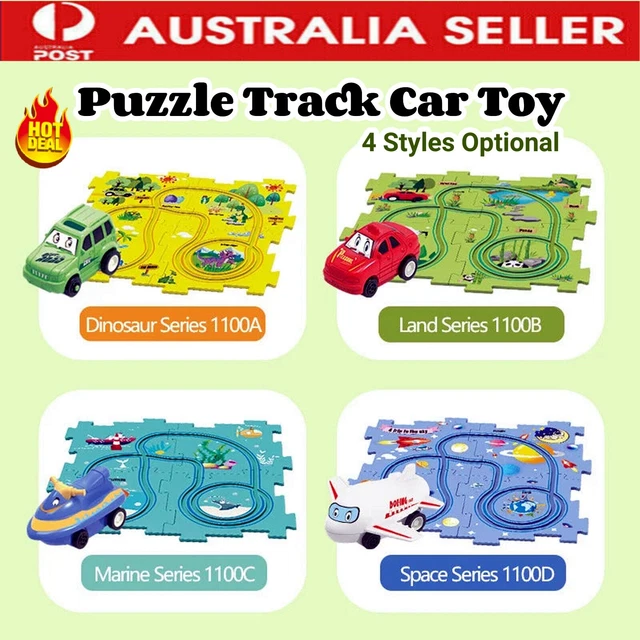 Children's Educational Puzzle Track Car Play Set DIY Assembling Manual Trolley