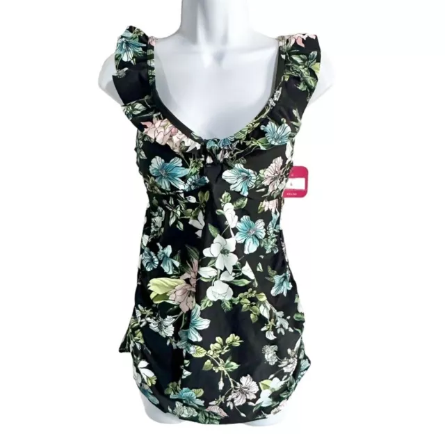 Isabel Maternity by Ingrid & Isabel Black Floral Print Tankini Swimsuit Top New