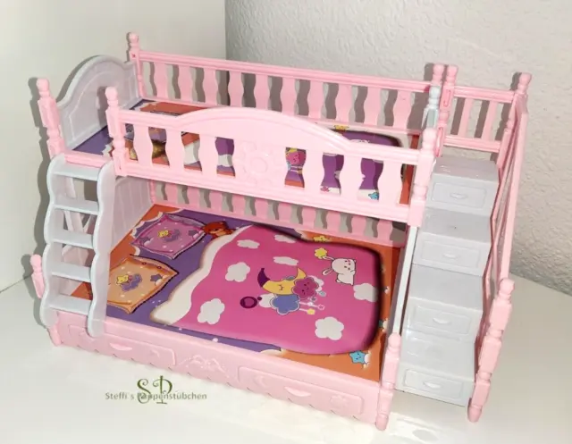 Etagenbett Kinderbett - Kunststoff - Miniatur für Puppenhaus Puppenstube 1:10