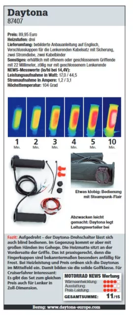 Daytona Heizgriffe 3-stufig 12V für  HD-Zolllenker, geschlossen  134mm länge 3