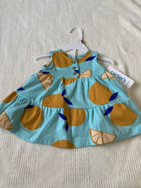 Carters baby girl Orange/blue 2 piece dress size NB NWT