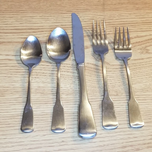 Oneida AMERICAN COLONIAL 5 Piece Place Setting CUBE MARK Stainless Flatware Lot