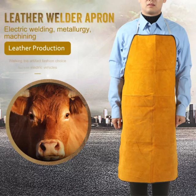 Leather Welder Apron Heavy Duty Flame Retardant Welding Work Protective Apron 2