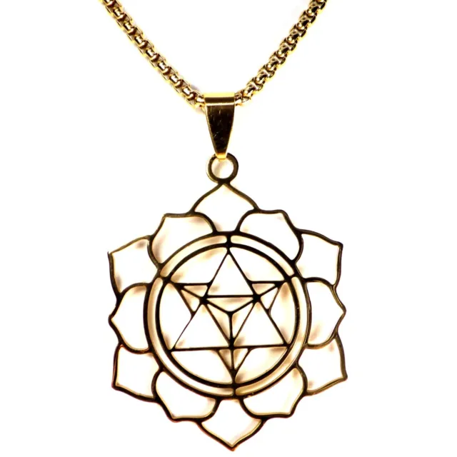 Merkaba Necklace Gold PVD Plate Stainless Steel Sacred Geometry Pendant & Chain