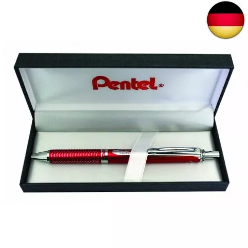 Pentel BL407B-BOX EnerGel Liquid-Gel-Roller Sterling mit matt-rotes Gehäuse,