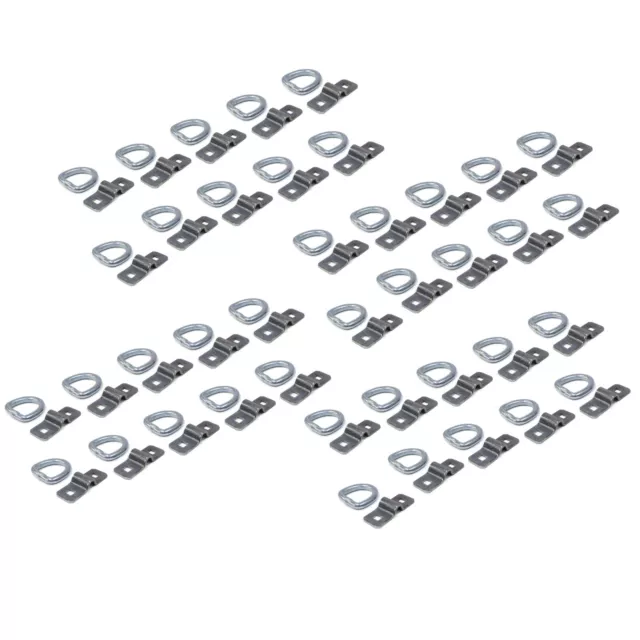 40-Pack 3/8" Steel D Rings & Clips Tie Down Trailer Truck Chain Anchor Bolt on