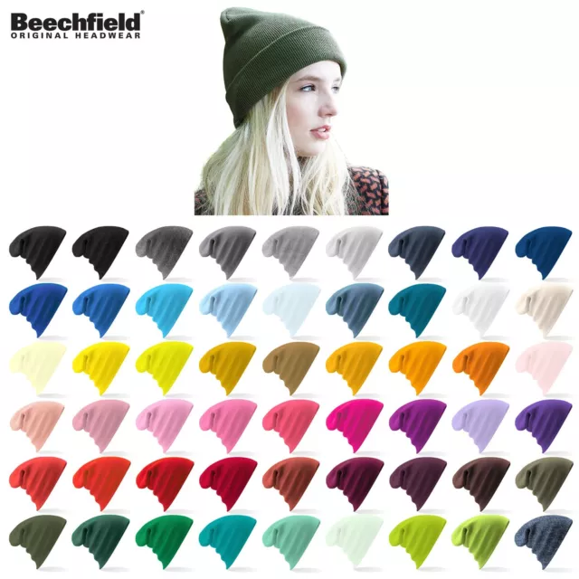 Sombrero Hombre Mujer de Invierno Largo Beechfield Gorra Cuffia 50 Colores