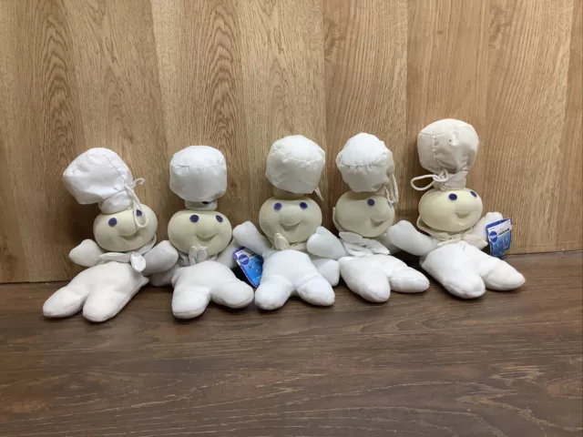 5-Vintage 1996 Pillsbury Doughboy Hard Head Beanbag Plush Doll Toy