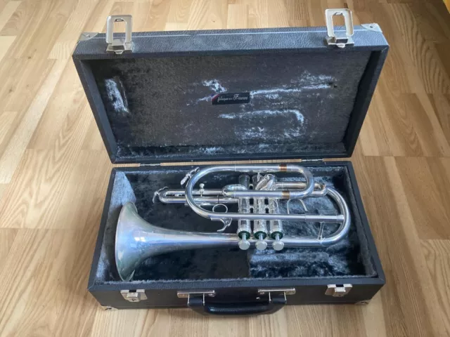 ANTOINE COURTOIS PARIS RARE VINTAGE CORNET MARCHING with CASE Made in FRANCE