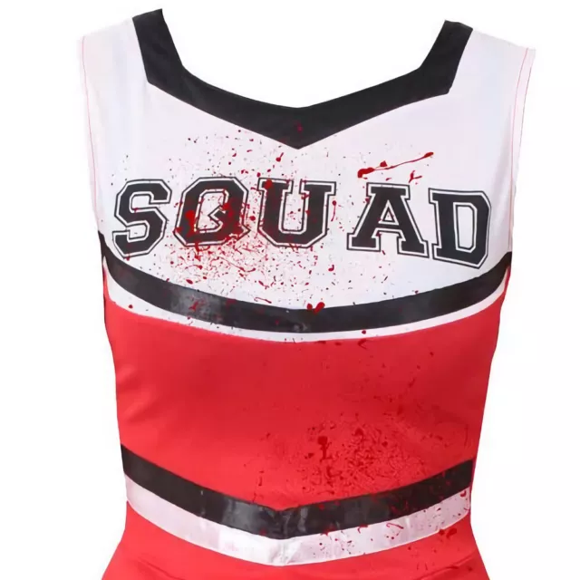 Zombie Cheerleader Costume And Pom Poms Adult Cheer Leader Uniform High School 3