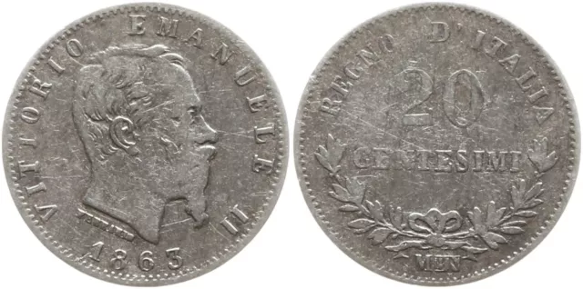 Kgr. Italien, Vittorio Emanuele II., 20 Centesimi 1863 M