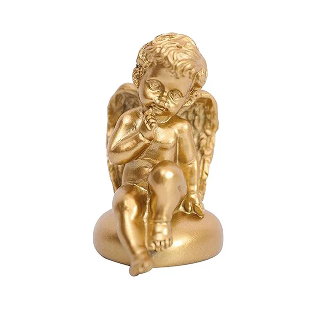Indien Traditionnel Ange Statue de Table Décor Maison Prière Figurine Doré