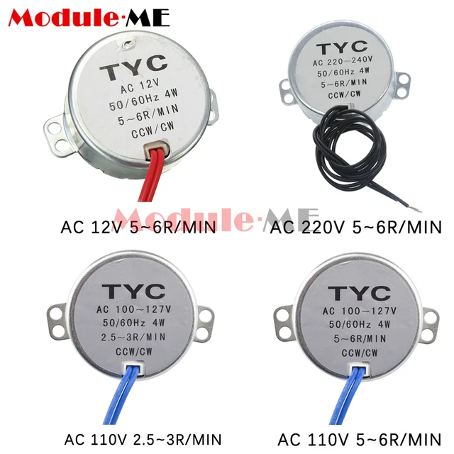 AC 12V/110V/220V TYC-50 4W 50/60Hz Synchronous Motor 2.5/3/5/6RPM For Microwave AC 12V/110V/220V TYC-50 4W 50/60Hz Synchronous Motor 2.5/3/5/6RPM For Microwave