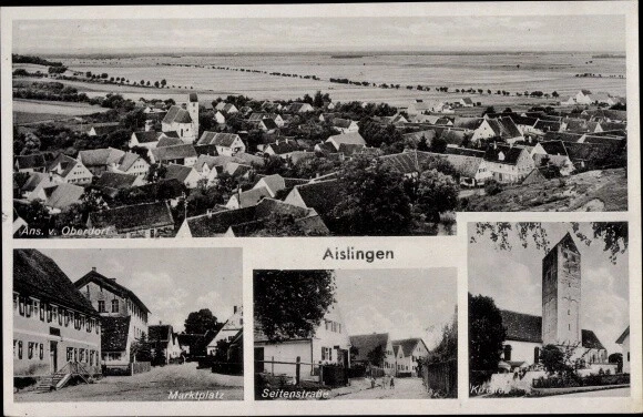 Ak Aislingen in Schwaben Bayern, Gesamtansicht, Marktplatz,... - 10551727