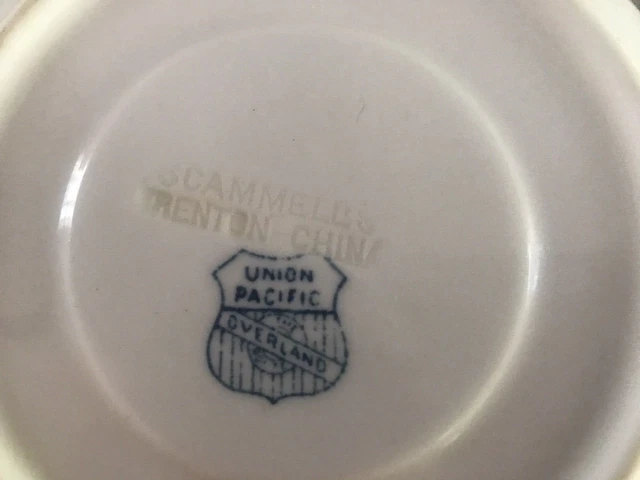 Scammell's Trenton China Harriman Blue Union Pacific Overland Saucer 2
