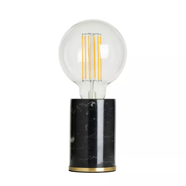 Litecraft Table Lamp Black Marble E27 Base - Brass