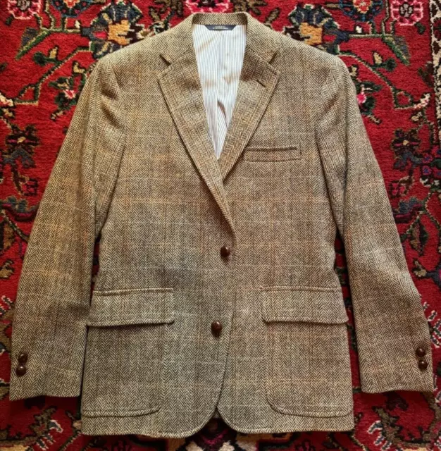 Brooks Brothers Own Make Harris Tweed 38R Herringbone Sport Coat Jacket Mens 38