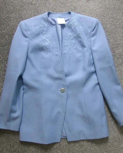 Ladies Eastex Powder Blue Embroidered Blazer Jacket 10-12 Formal Smart. Ex Cond.