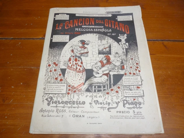 [PARTITION pour violoncelle ou violon-piano] Antonio ROSS/LA CANCION DEL GITANO