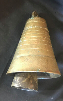 Old Vtg Collectible Brass?  Big Hanging Two Tier Clapper Bell Heavy