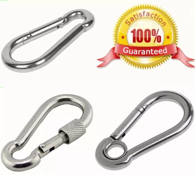 small & large GALVANISED STEEL Carabiner Clip, HEAVY DUTY Snap Hooks CLASP Clips