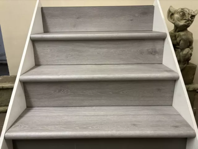 NEW Luxury Stair Cladding Kit 13 Treads And Risers LVT Ridged Core LUNAR OAK