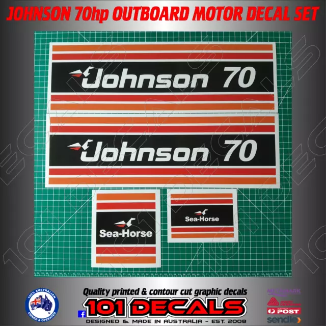 Decal sticker set for retro Johnson 70hp marine outboard motor engine cowling