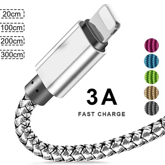 Heavy Duty USB Fast Charging Charger Cable For iPhone 14 13 12 11 7 8 iPad Cord
