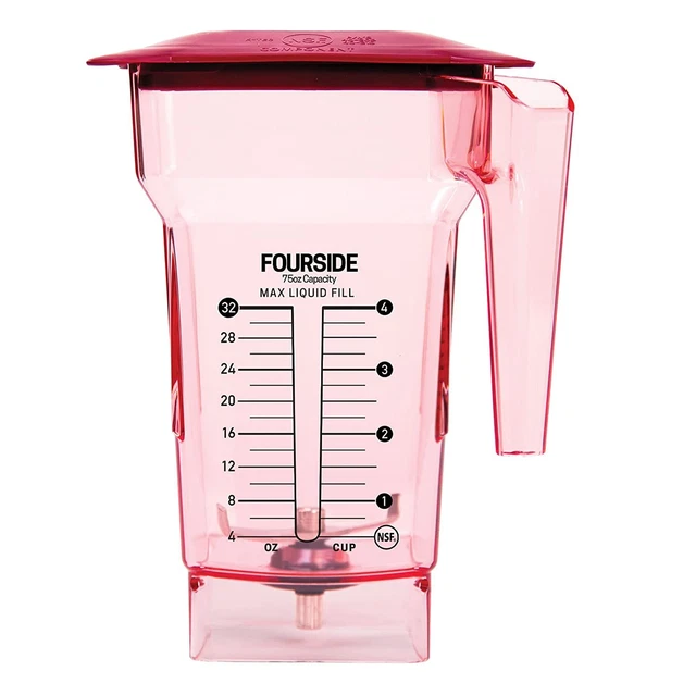 Blendtec FourSide Jar (75 oz), Blender Jar, Commercial Grade, Hard Lid, Red