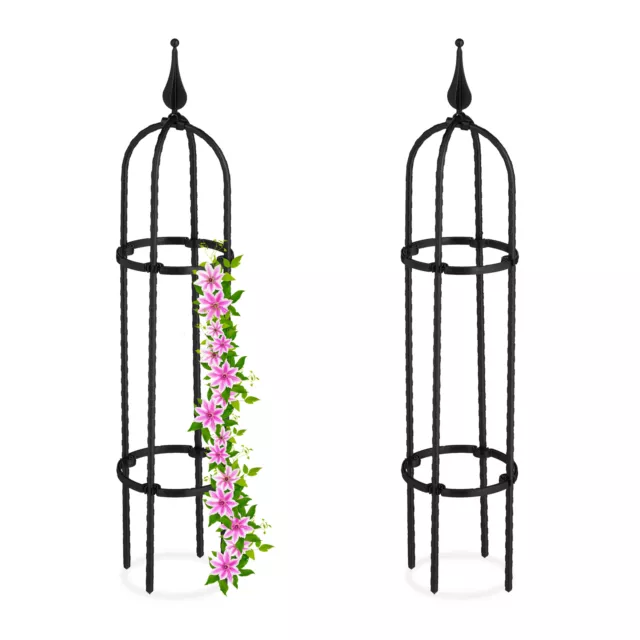 Rankhilfe Obelisk 2er Set Ranksäule Rankgitter Metall Rosenturm Rankobelisk 70cm