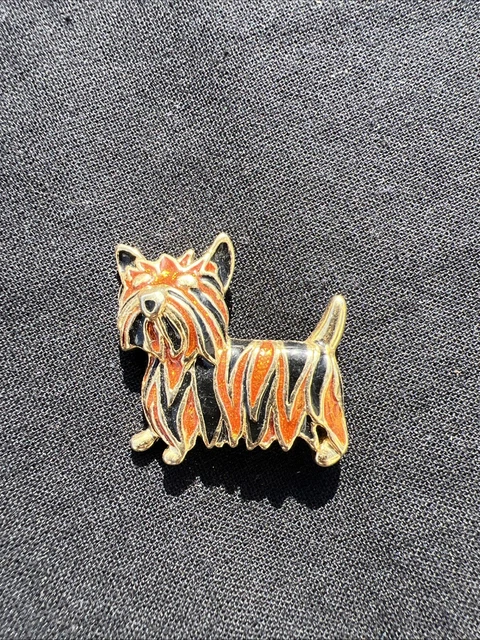 petite broche chien caniche mignon blanc métal doré cristal