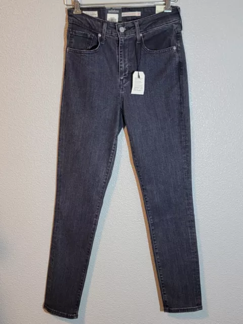 levis strauss 721 jeans womens size 27 skinny high rise stretch denim black