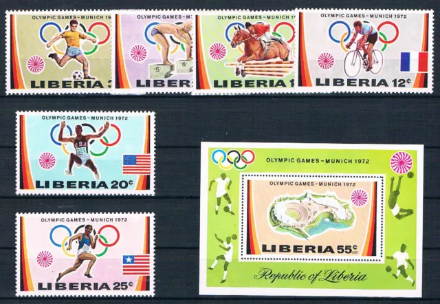 Liberia; Olympiade 1972; Satz+ Block komplett pfr.**