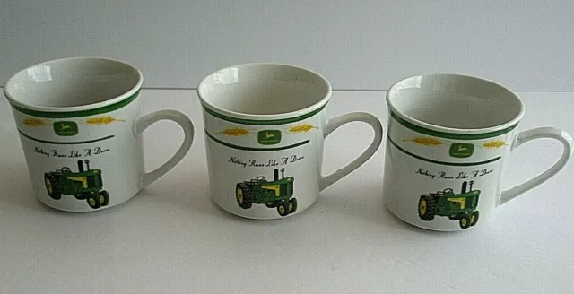 John Deere Coffee Mugs Cups 3 Gibson Nothing Runs Like A Deer Tractor  CE
