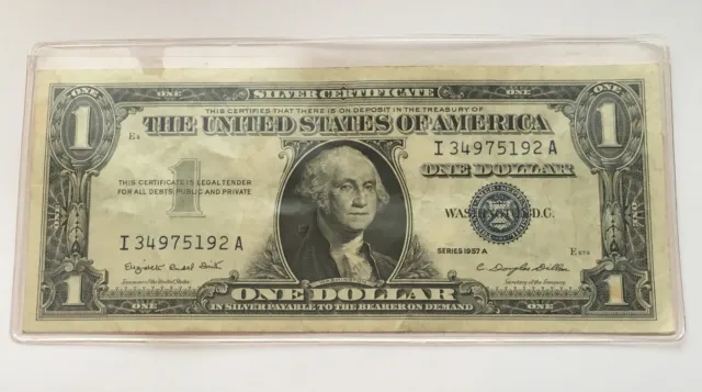 1957 A $1 Dollar Bill Silver Certificate Blue Seal Note U.s Currency