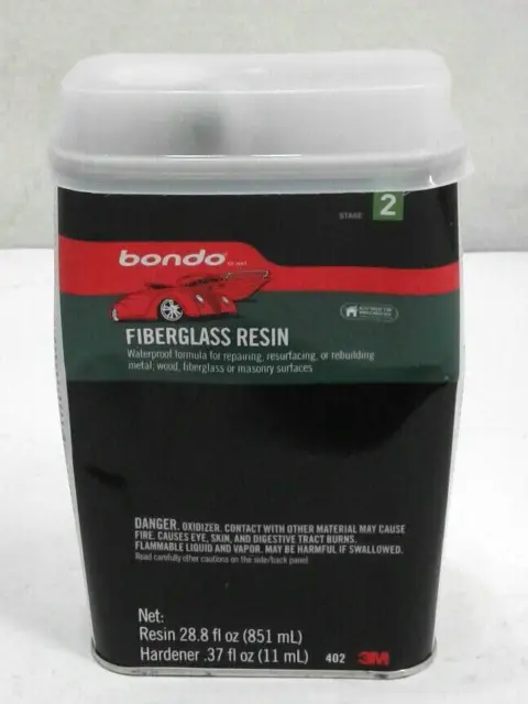 3M Bondo 402 Stage 2 Fiberglass Resin W/ Hardener Waterproof 29.17 Total Ounces