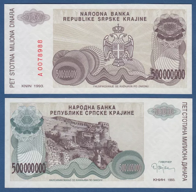 CROATIA / Krajina 500.000.000 Dinara 1993 UNC  P. R26