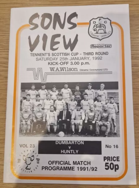 Dumbarton v Huntly 91/2 SC Non lge in Scottish Cup