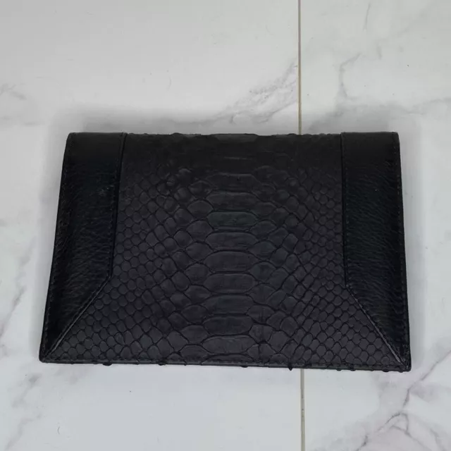 Yliana Yepez Black Python Snakeskin Leather Mini Bag Envelope Pouch Clutch 2