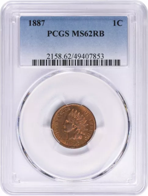1887 Indian Cent MS62RB PCGS