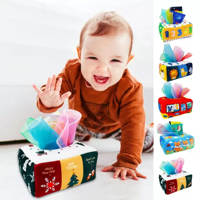 Baby-Taschentuchbox-Spielzeug, Montessori-Sensorspielzeug mit 8 Seidenschals 2