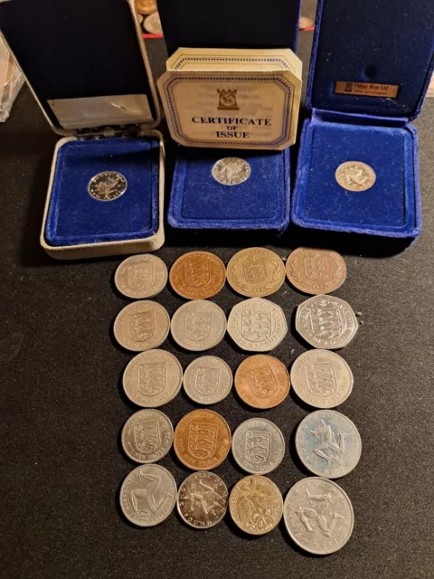 Job Lot of Coins Regional Issues With 3 Boxed Silver Iom 1 Pound