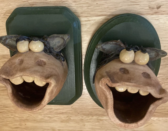 Whimsical Studio Pottery Handmade Clay Pottery Wall Hanging Pair Mule/Horse 6"