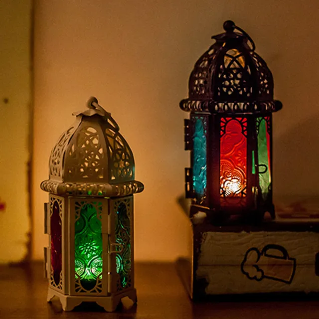 Moroccan Style Vintage Hanging Glass Lantern Tea Light Candle Holder Home Decor.