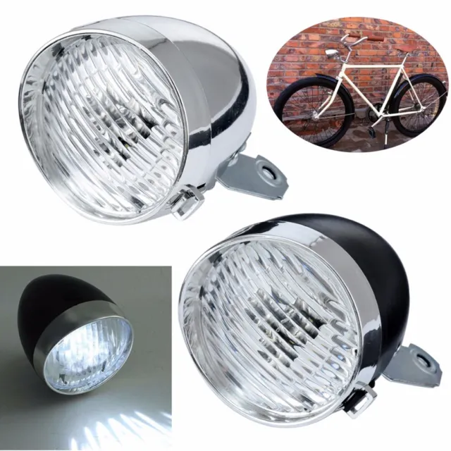 Retro 3 LED Front Light Headlight for Bicycle MTB Bike Vintage Flashlight Lamp