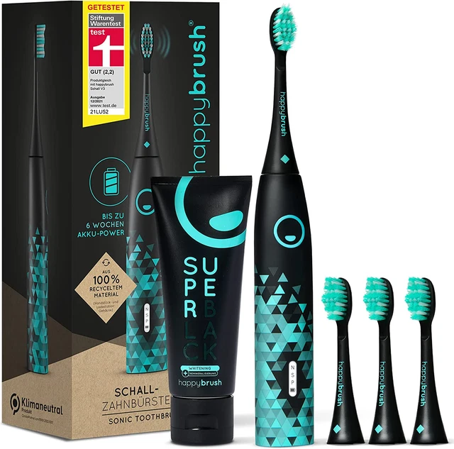 Happybrush® Elektrische Schall-Zahnbürste Eco VIBE 3 - Nachhaltige Zahnbürste Mi