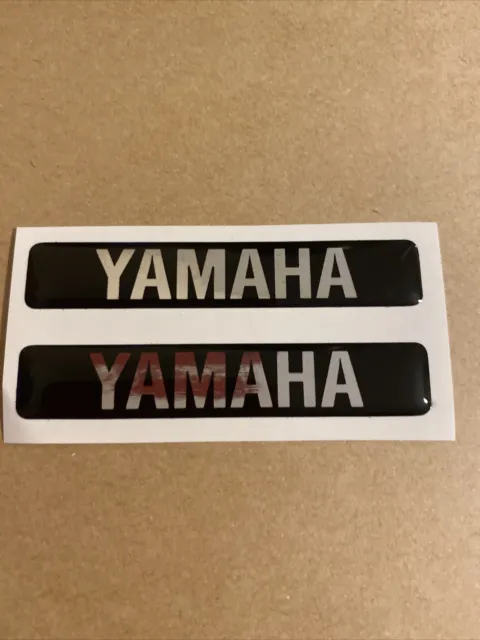 YAMAHA resin domed stickers / decals Black & silver qty 2