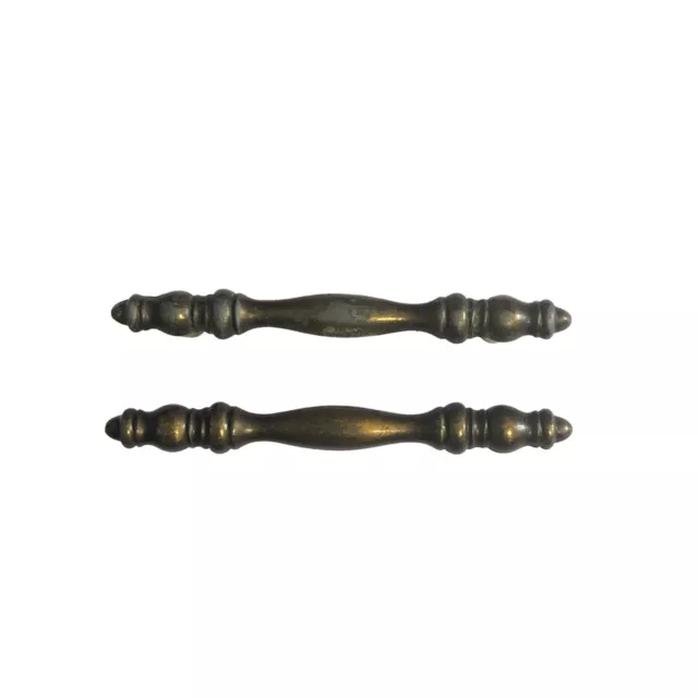 Set of 2 Vintage Solid Brass Cabinet Handle Drawer Pull Hardware